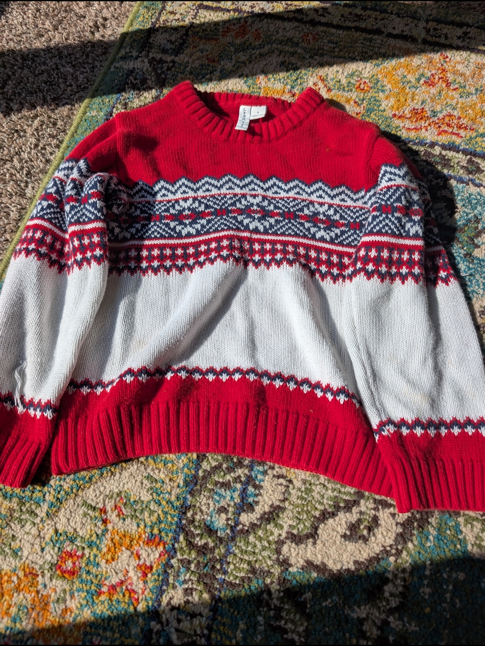Janie And Jack Red and White Patterned Crewneck Sweater - Kids 5
